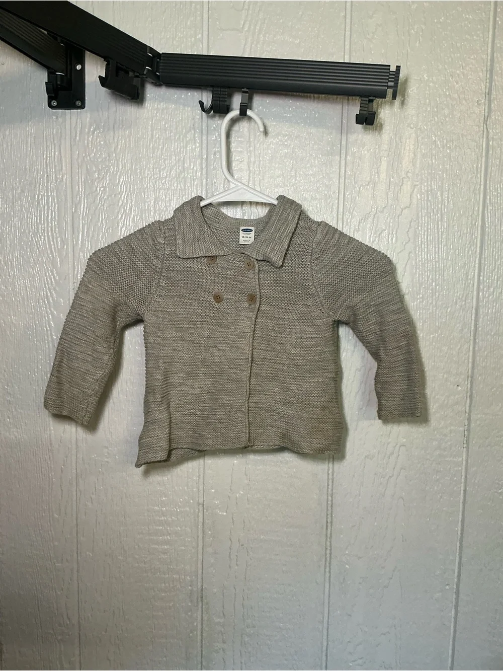Old Navy Taupe Double-Breasted Knit Cardigan